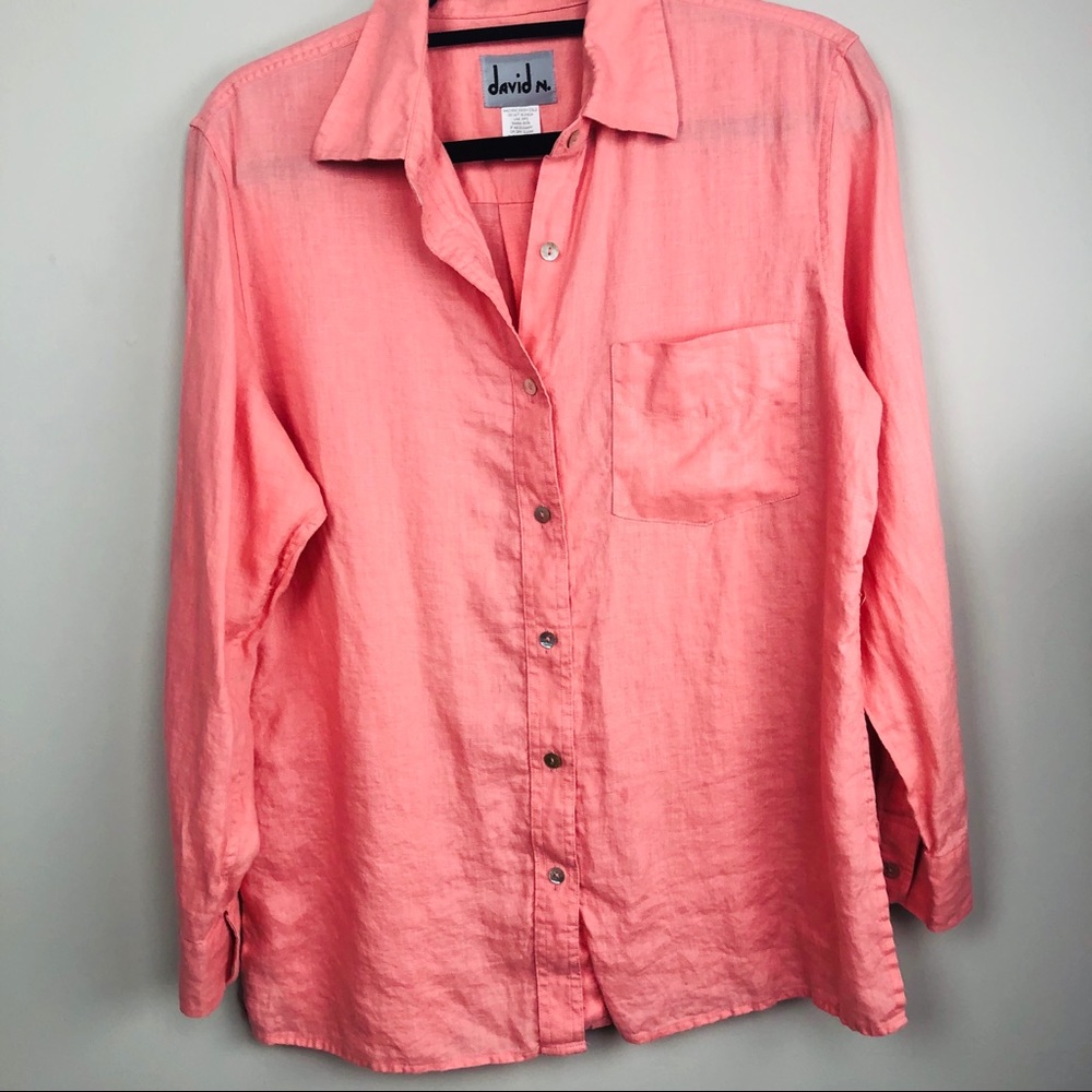 David n. Washable linen button down shirt M